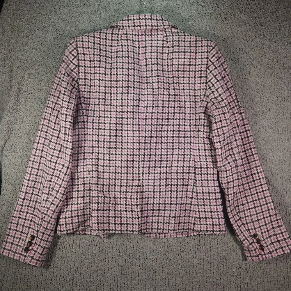 J. Crew Wool Houndstooth Campbell Blazer Womens M Tweed Plaid Preppy Academia
